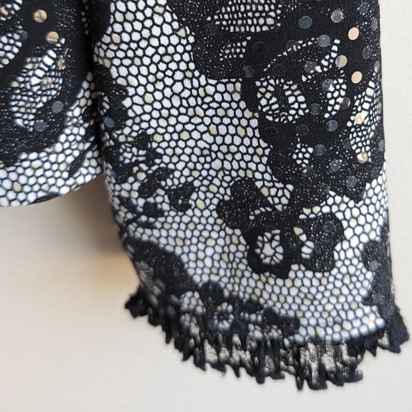 Vintage Joseph Ribkoff zipup jacket black floral jersey knit structure sz 14 - Picture 5 of 7